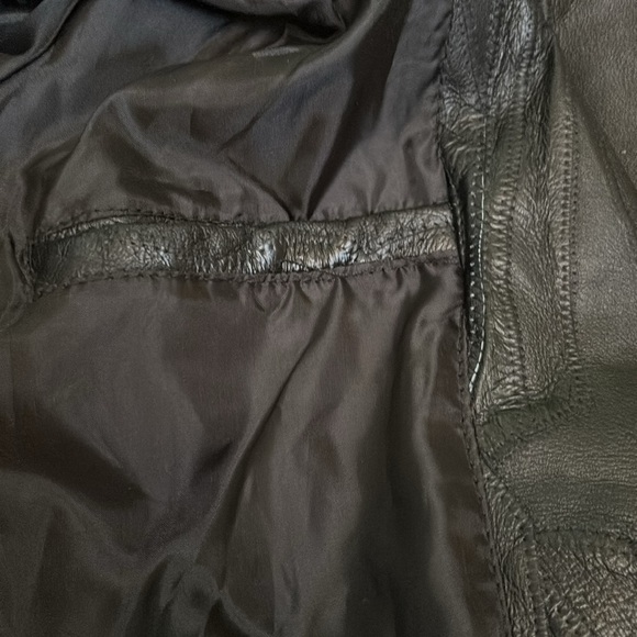 Vintage 90's Flight Path Black Leather Jacket Moto Biker Patchwork Size M - Picture 9 of 12